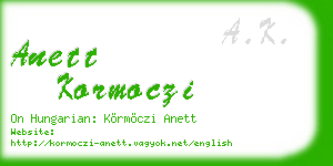 anett kormoczi business card